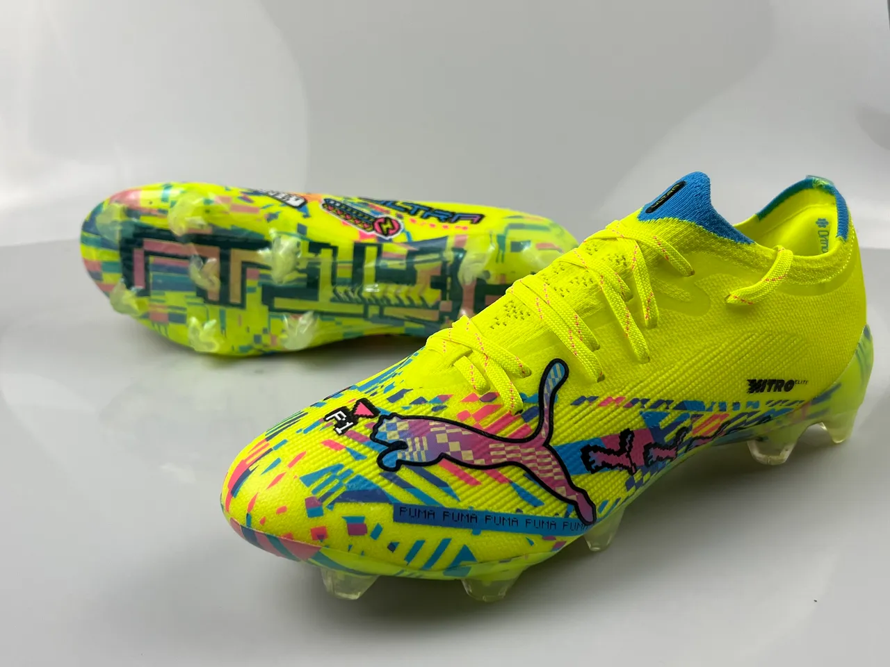 Puma Future Z Nitro Elite Neon Yellow Pixel Print Firm-Ground Soccer Shoes