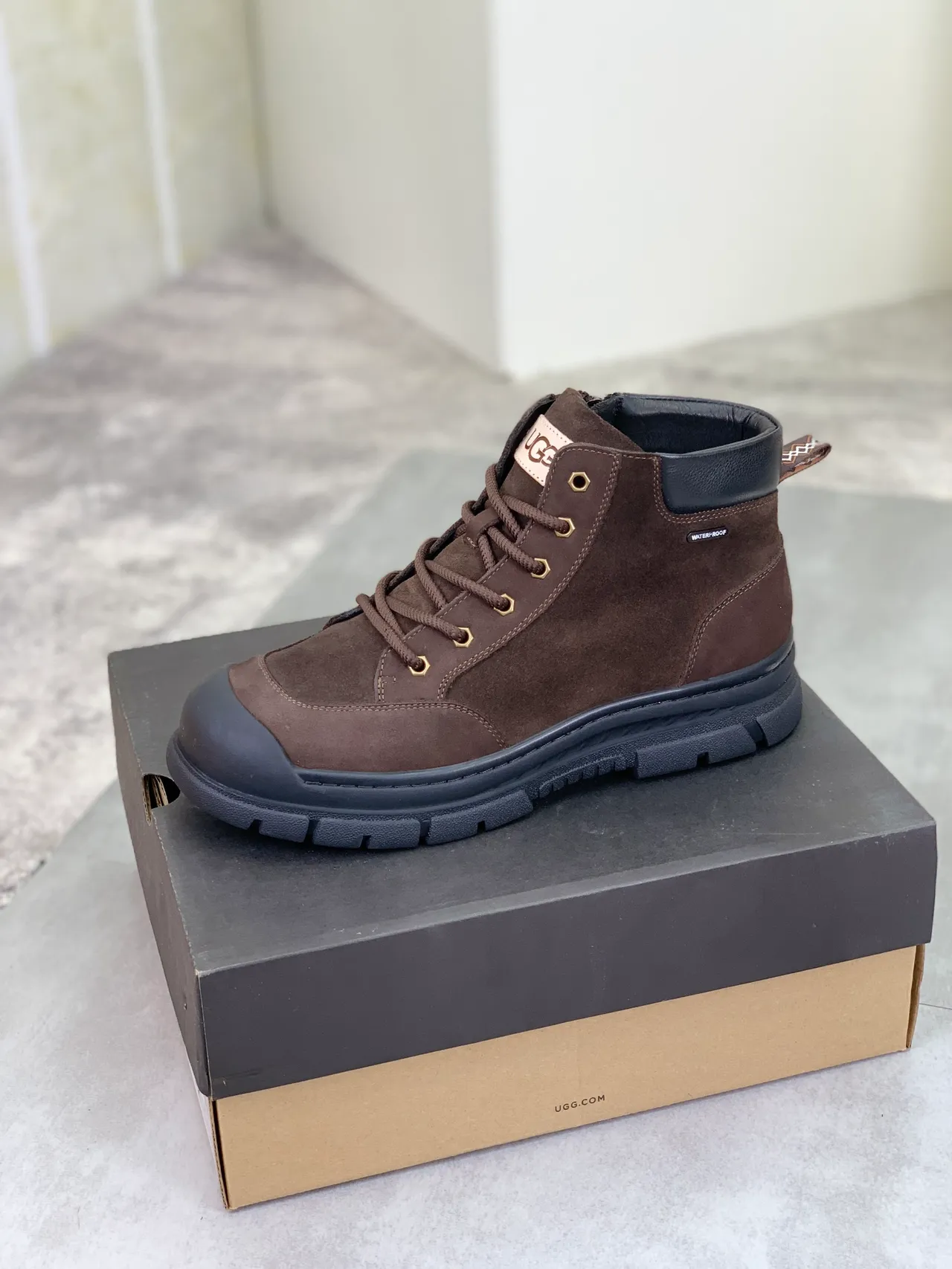 UGG Brown Suede Lace-Up Work Boot