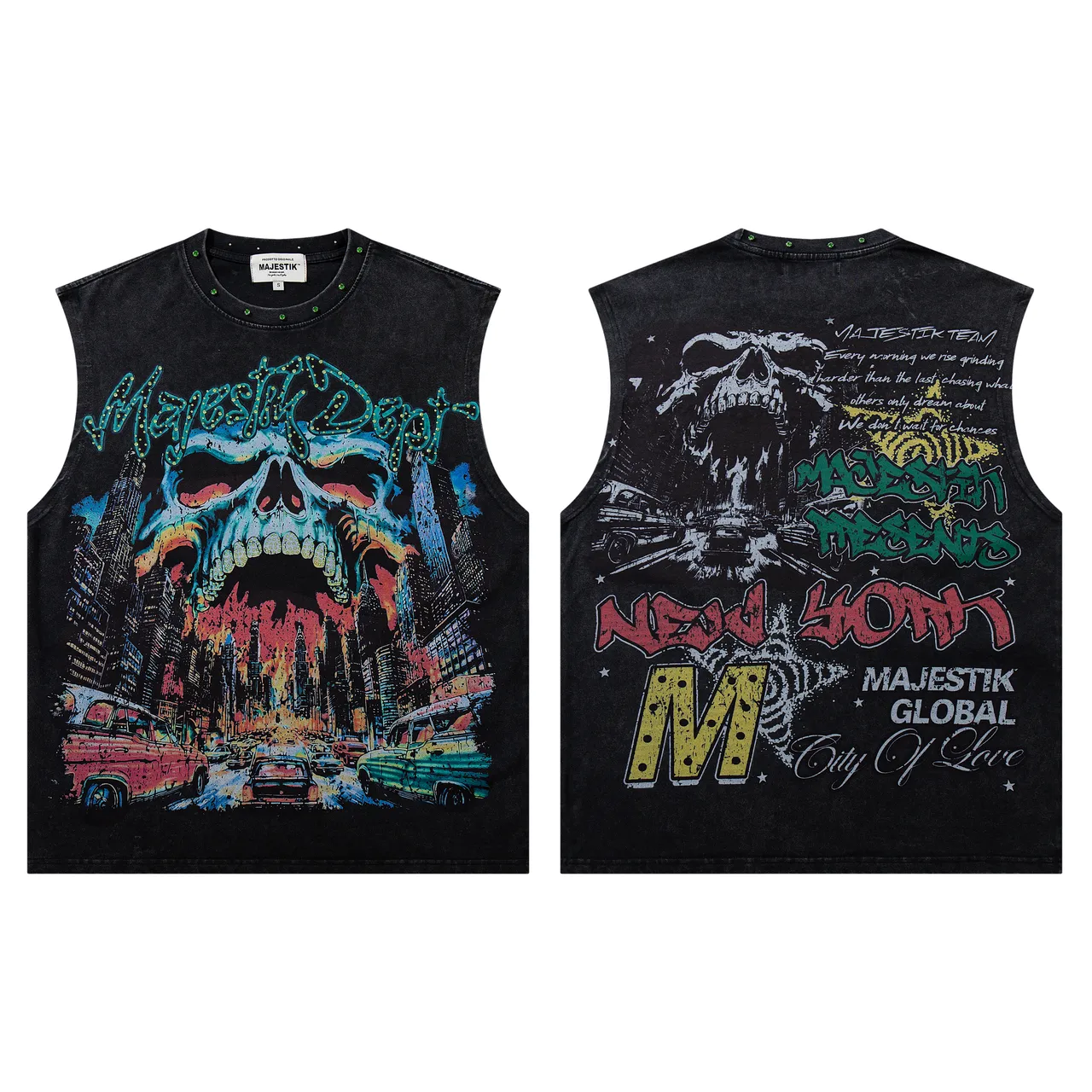 MAJESTIK Graphic-Print Sleeveless Vest Top