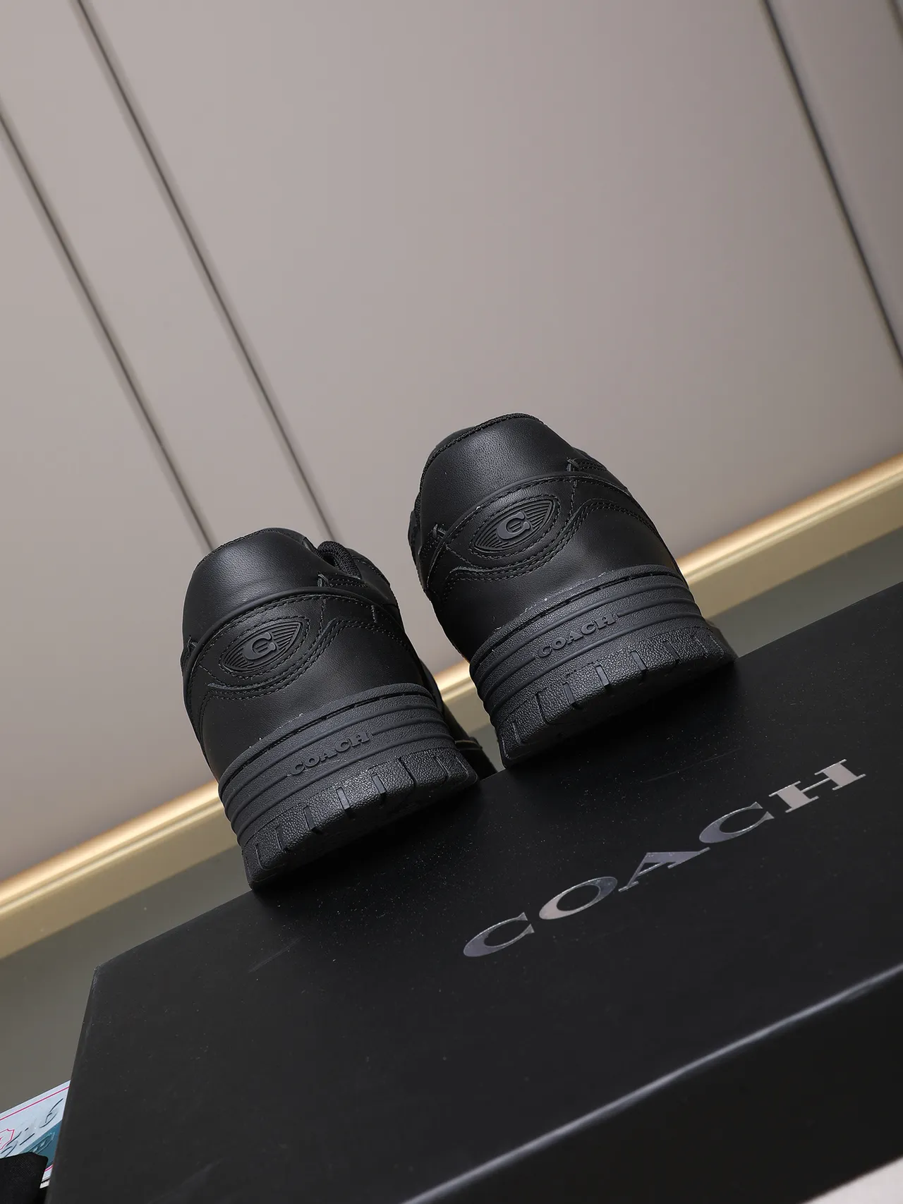 Coach Signature C All-Black Leather Lifestyle Sneakers
