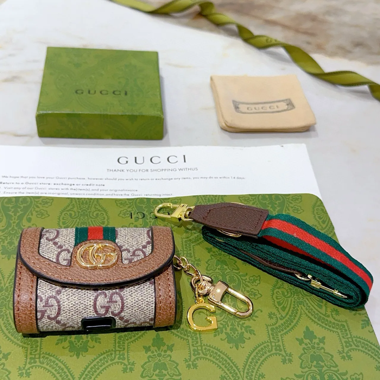 Gucci Ophidia GG Monogram Web Flap Short Wallet
