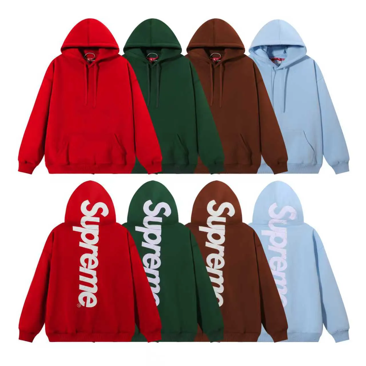 Supreme Box Logo Red Oversized Fit Fleece Construction Hoodie
