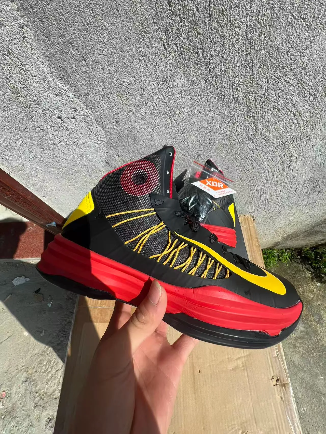 Nike Black Red High-Top Mesh-and-Synthetic Upper Basketball Shoes