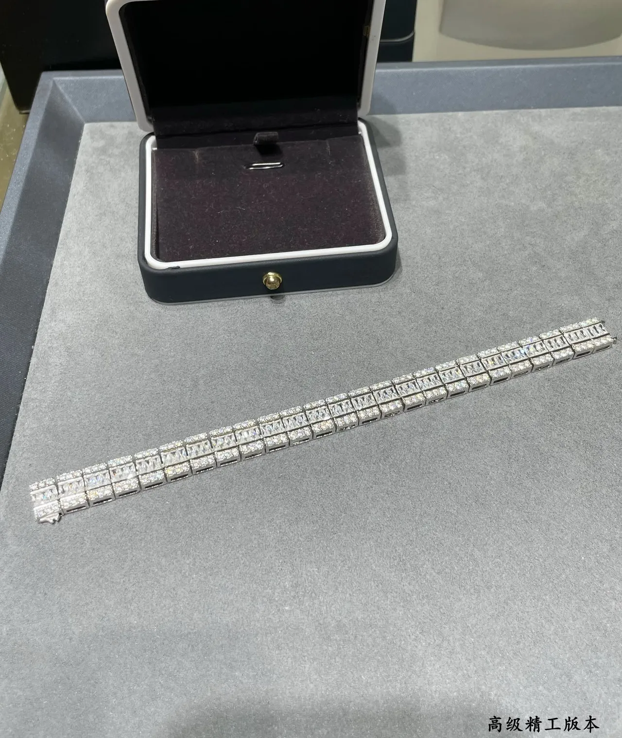 Tiffany & Co. T Collection Silver White Multi-Row Baguette-Cut Bracelet