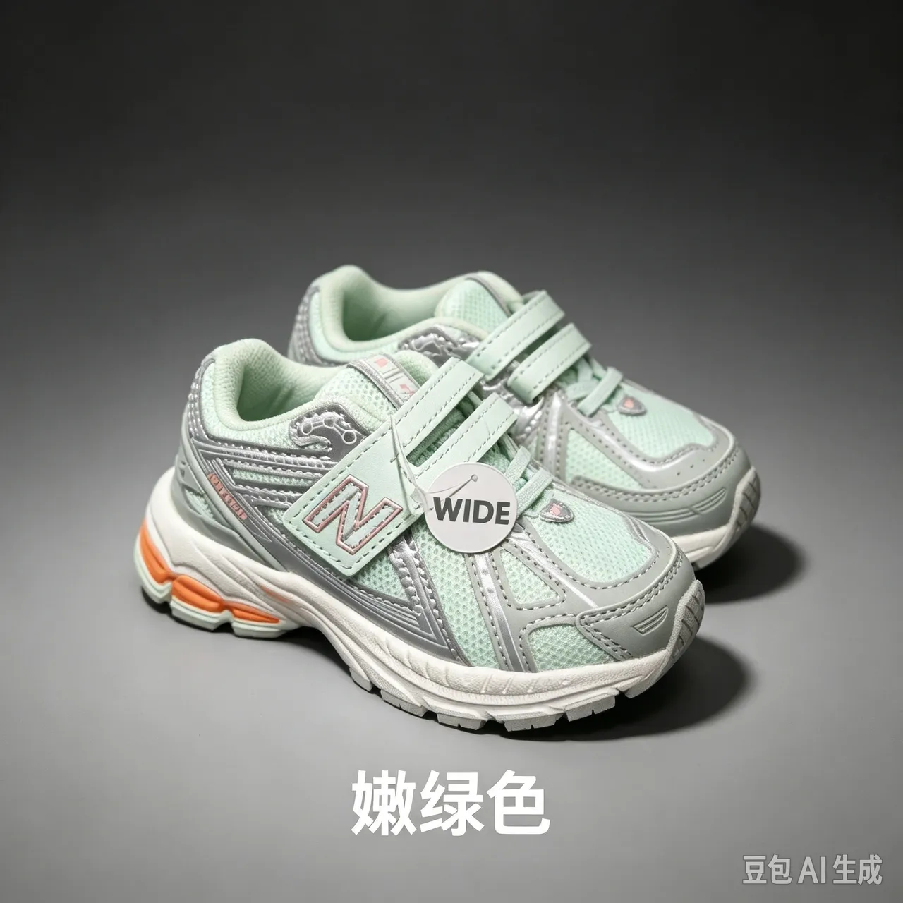 New Balance Gray Blue Retro Runner Velcro Strap Closure Chunky Sneakers