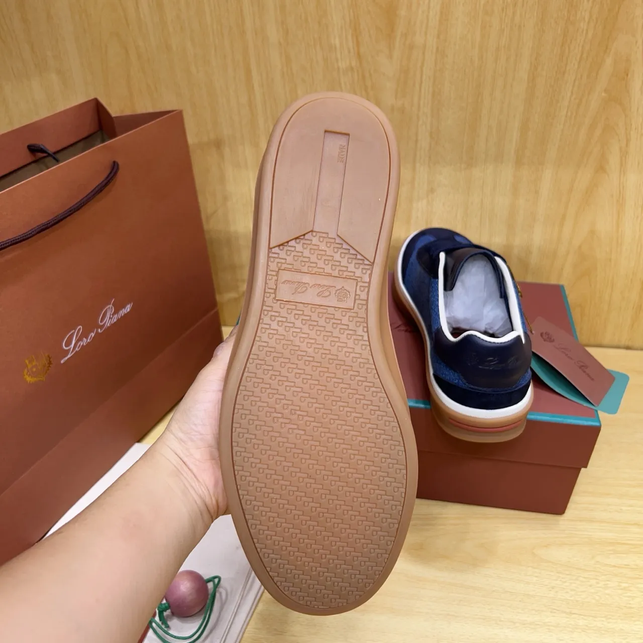 Loro Piana Denim and Suede Panelled Gum Sole Lifestyle Sneakers