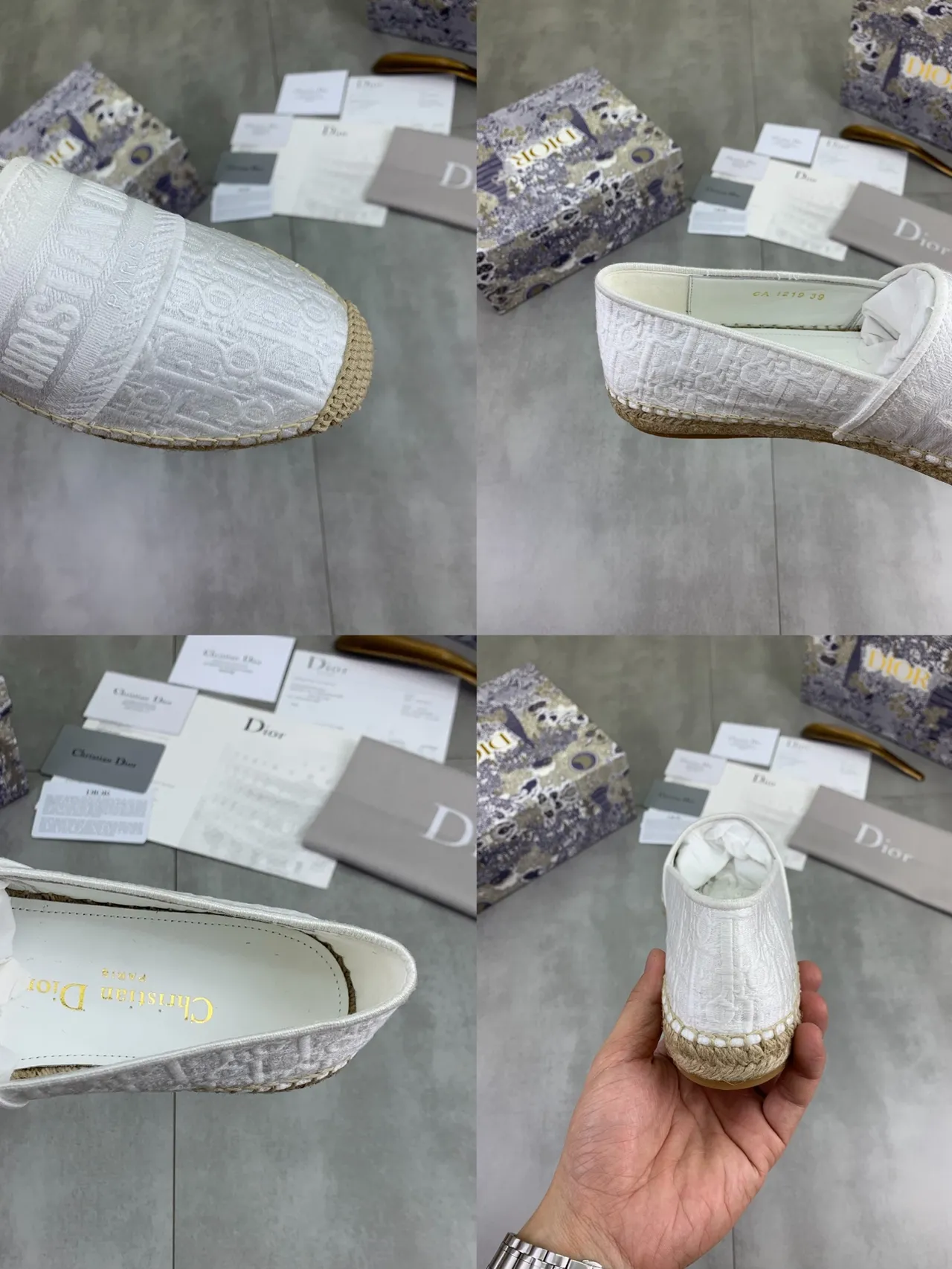 Dior Espadrille White Jacquard Oblique Slip-On Boat Shoes