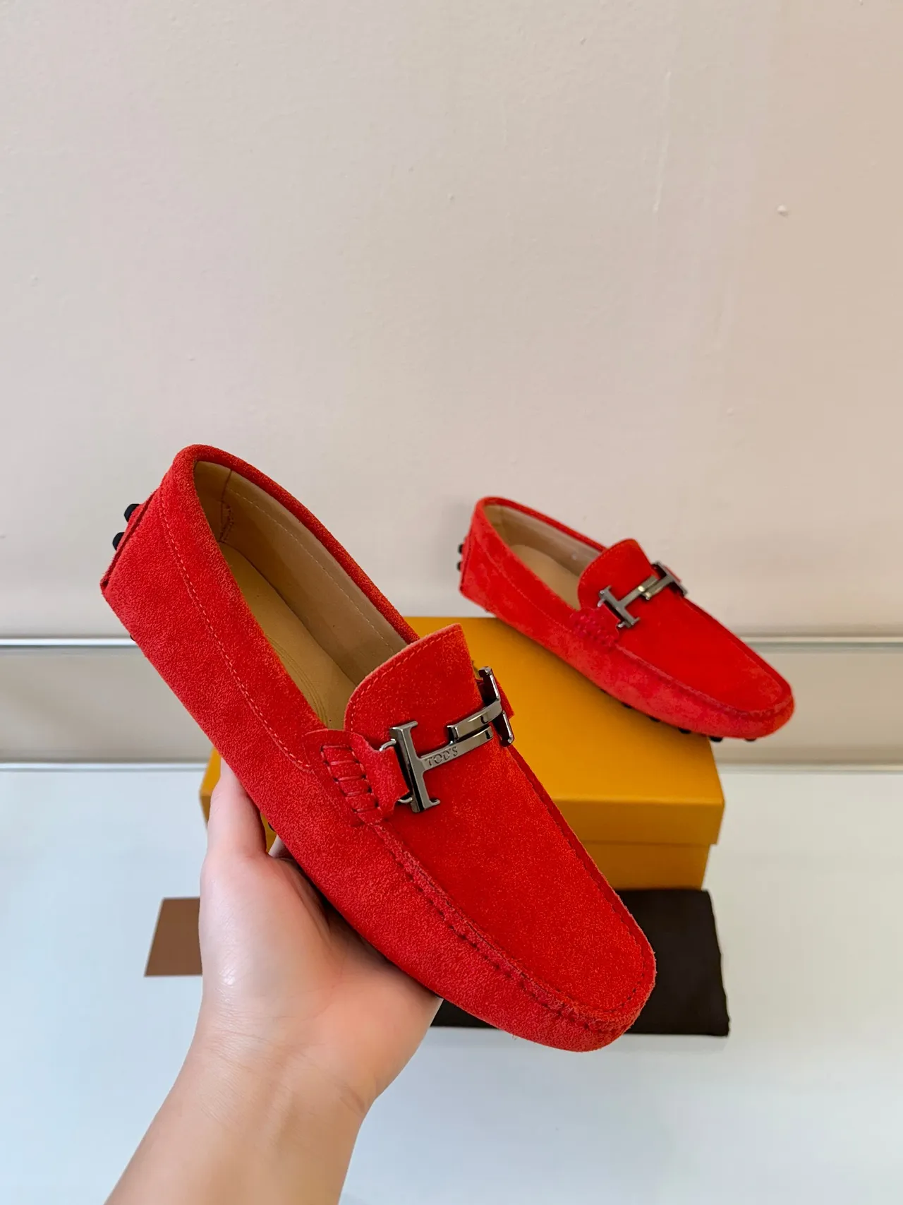 Tod's Gommino Loafer Red Suede H-Bar Loafers