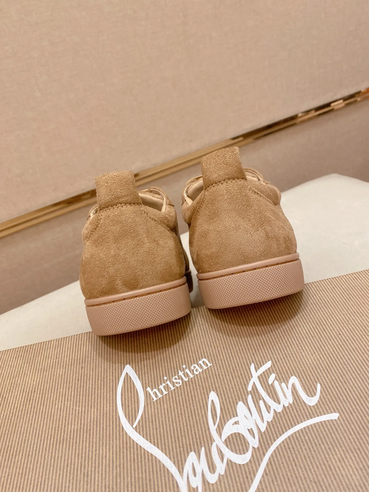 Christian Louboutin Louis Spikes Beige Suede Lifestyle Sneakers