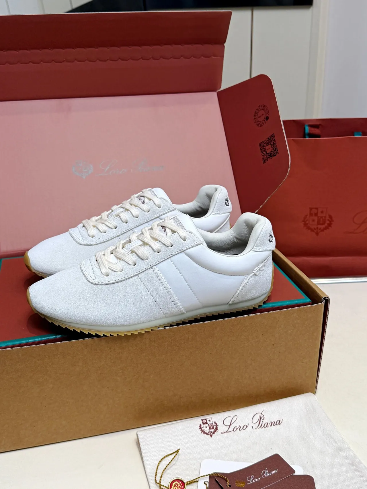 Loro Piana White Suede Low-Top Lifestyle Sneakers