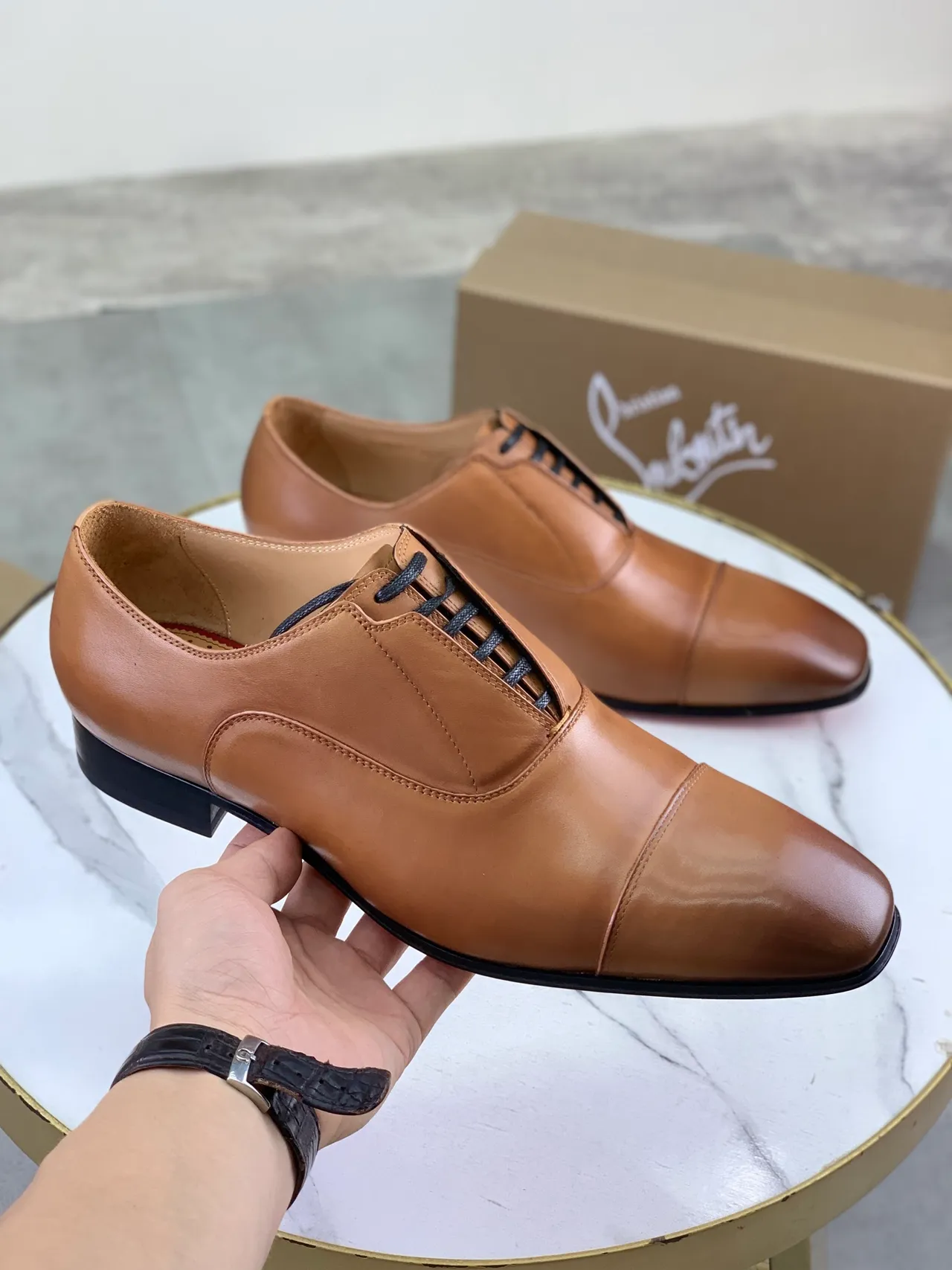 Christian Louboutin Tan Cap-Toe Oxford Shoes