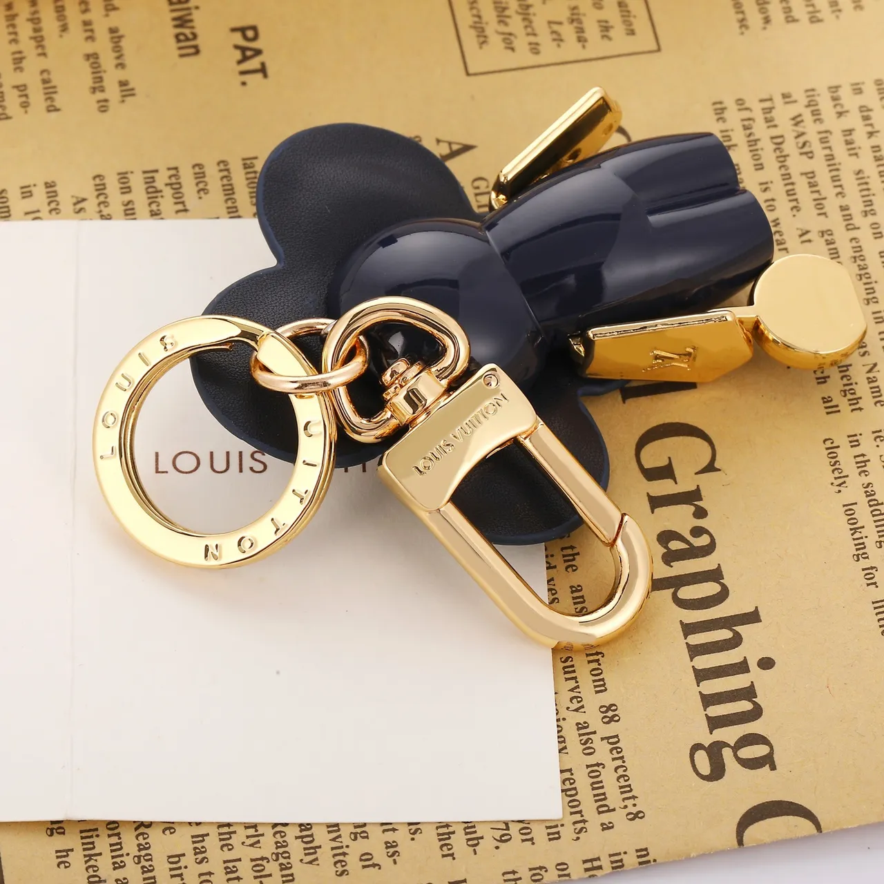 Louis Vuitton Flower Charm Blue Brown Striped Leather Gold-Tone Hardware Handbag