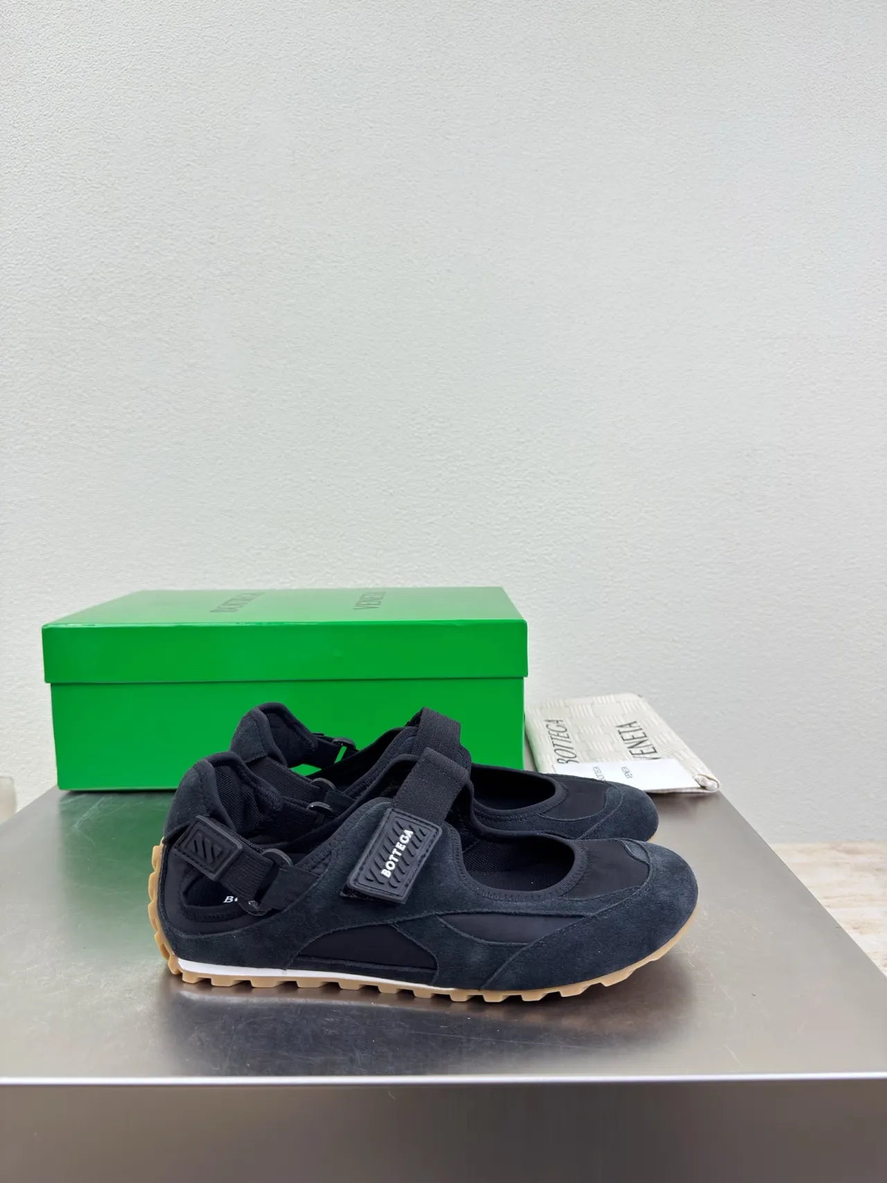 Bottega Veneta Andiamo Black Suede Mary Jane Shoes