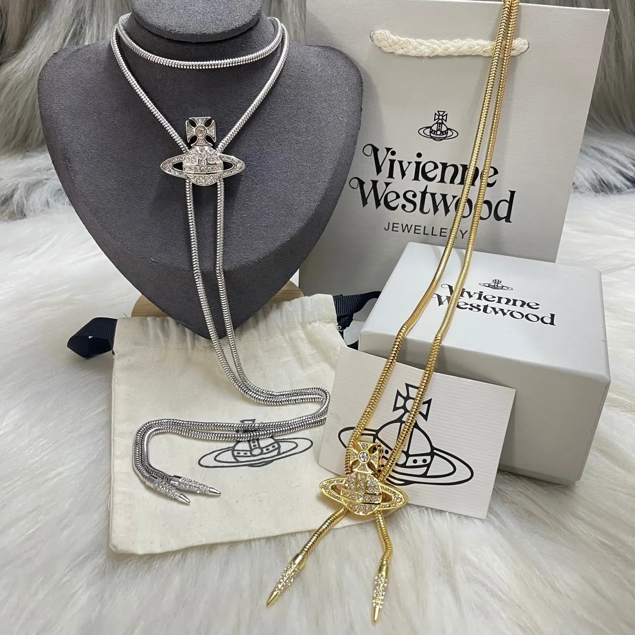 Vivienne Westwood Orb Crystal-Pavé Bolo Necklace
