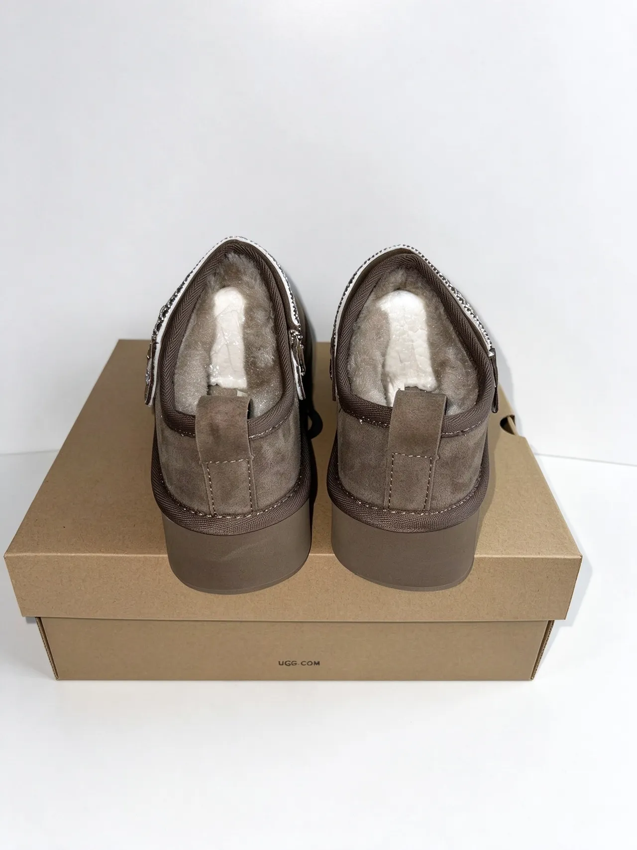 UGG Tasman Brown Beige Suede Upper Shearling-Lined Casual Shoes