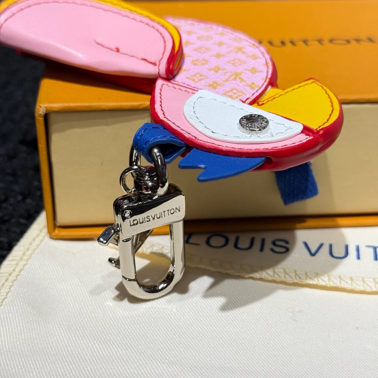 Louis Vuitton Parrot Charm Pink Multicolor Leather Handbag