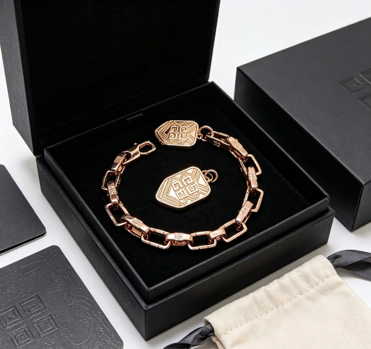 Givenchy Chunky Link Rose-Gold Geometric Pendant Bracelet