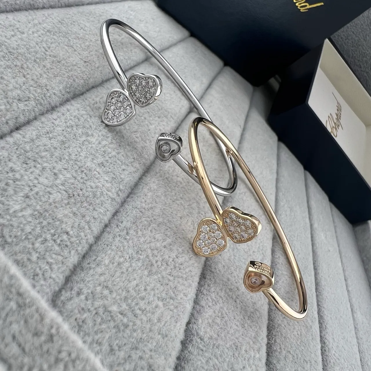 Chopard Happy Hearts Pavé Heart Mobile Diamond Bangle Bracelets