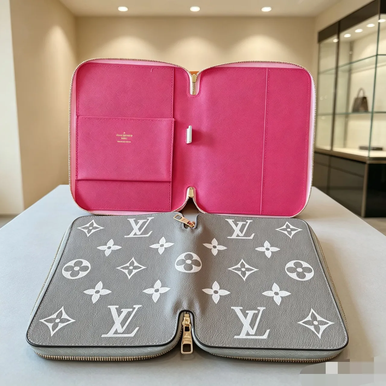 Louis Vuitton Brown Pink Zippered Rectangular Case Monogram Canvas Handbag