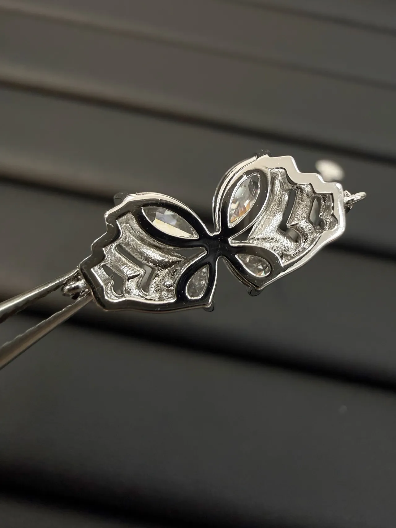 Tiffany & Co. Silver White Floral Motif Marquise-Cut Stones Bracelet