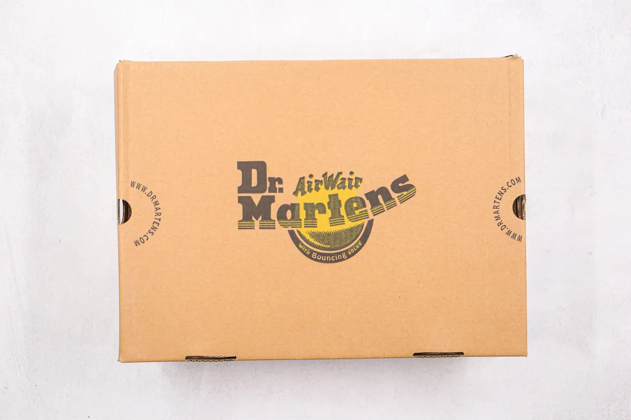 Dr. Martens 1460 Black Smooth Leather Yellow Welt Martin Boots