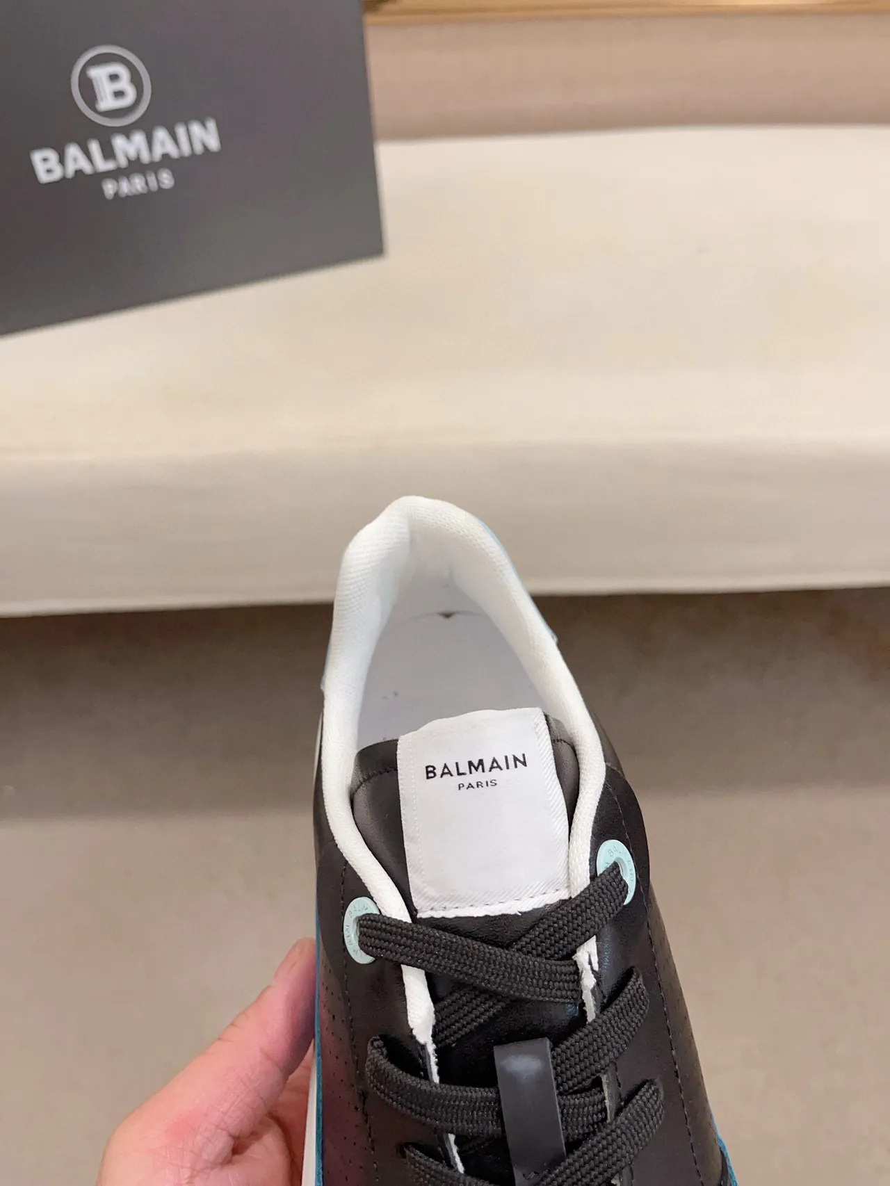 Balmain B-Court Black and Blue Platform Lifestyle Sneakers
