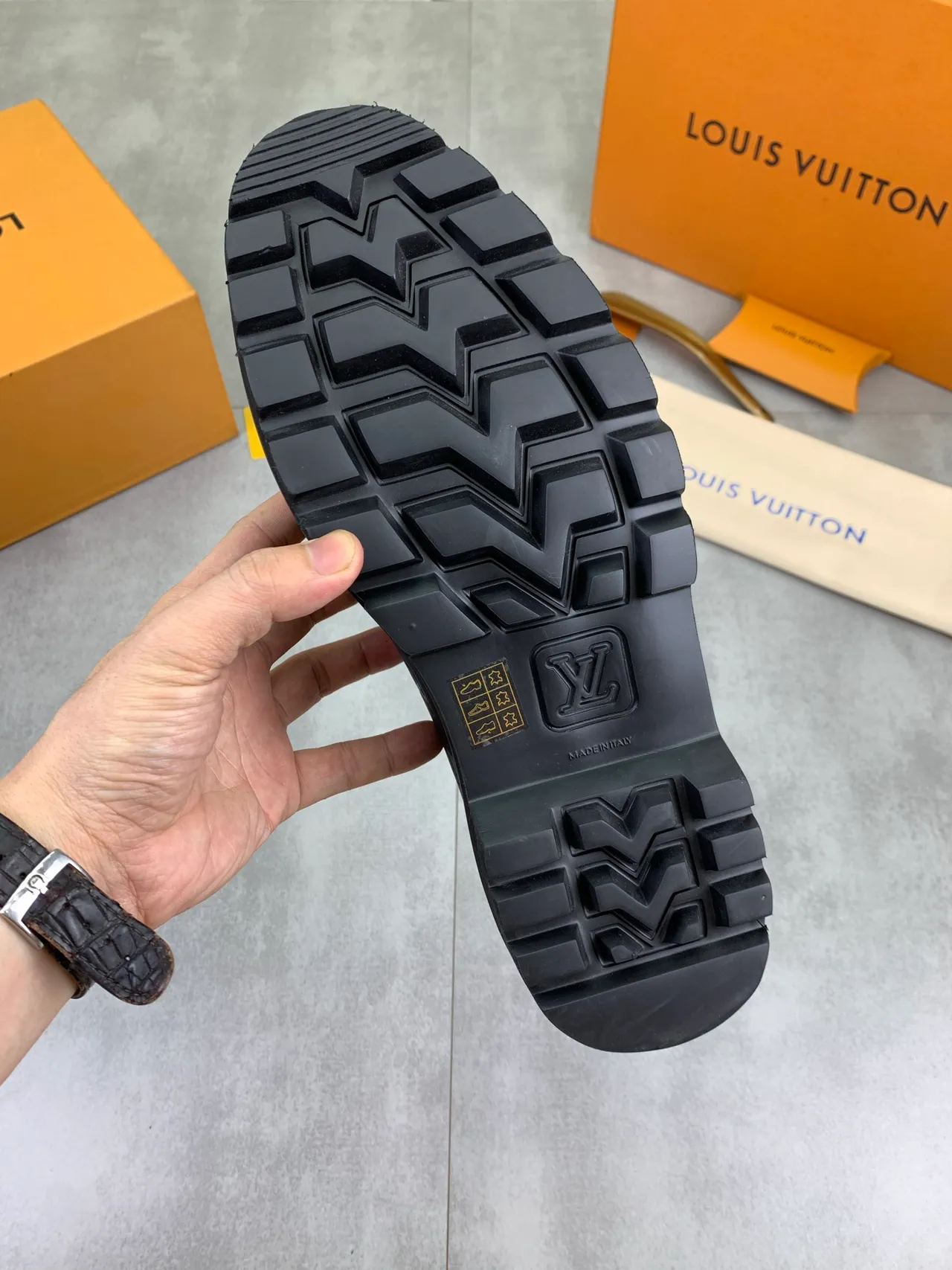 Louis Vuitton Run Away Black Gold Monogram Leather Dual-Lace And Strap Closure Casual Shoes