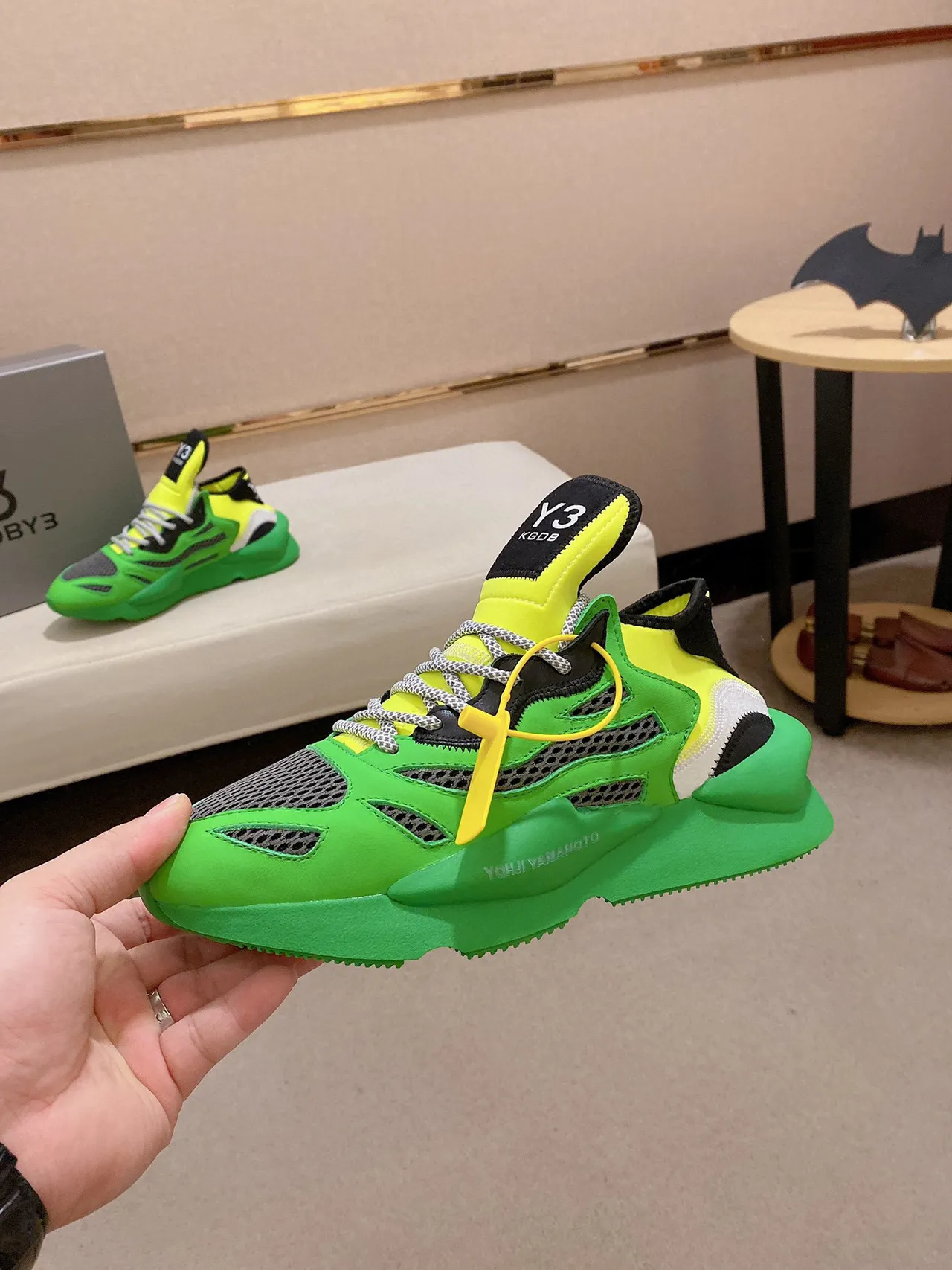 Y-3 Green Yellow Sculpted Sole Neon And Color Blocking Chunky Sneakers