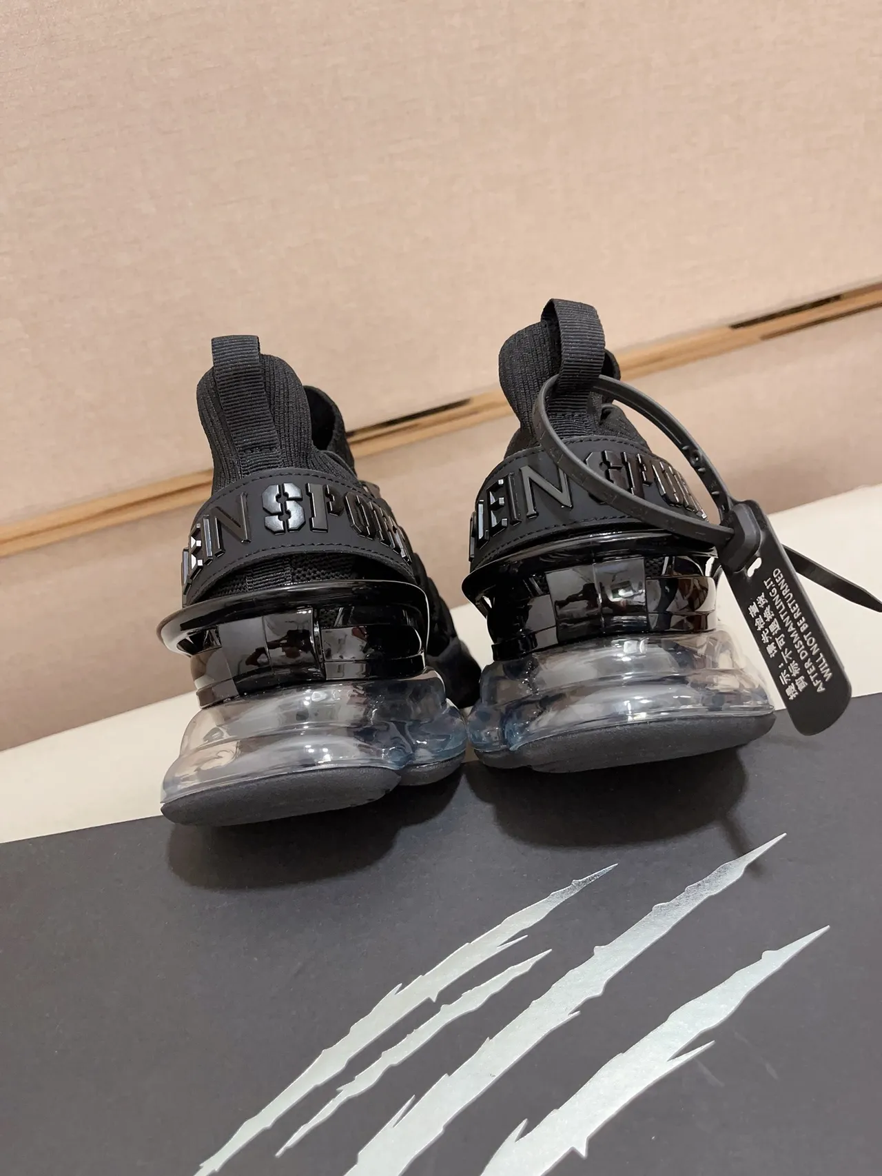 Philipp Plein Sport Black Knit Sock-Fit Chunky Sneaker