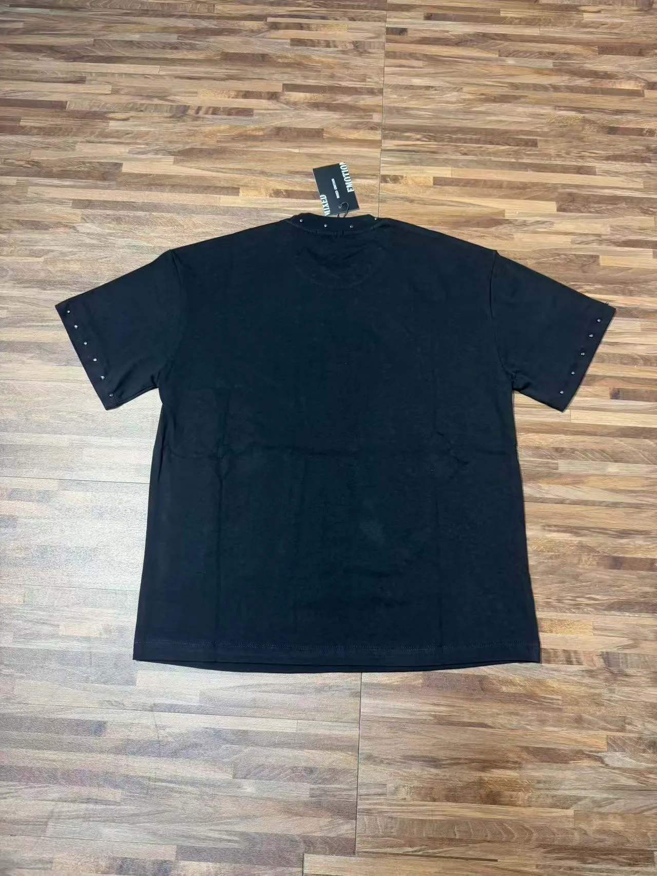 Mixed Emotion Angel Graphic Rhinestone Embellished Black T-Shirt