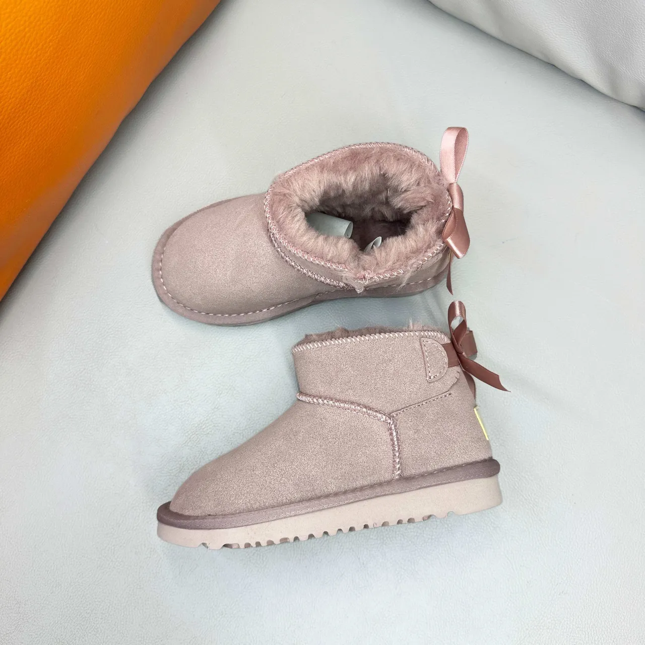 UGG Classic Mini Tan Suede Shearling-Lined Snow Boots