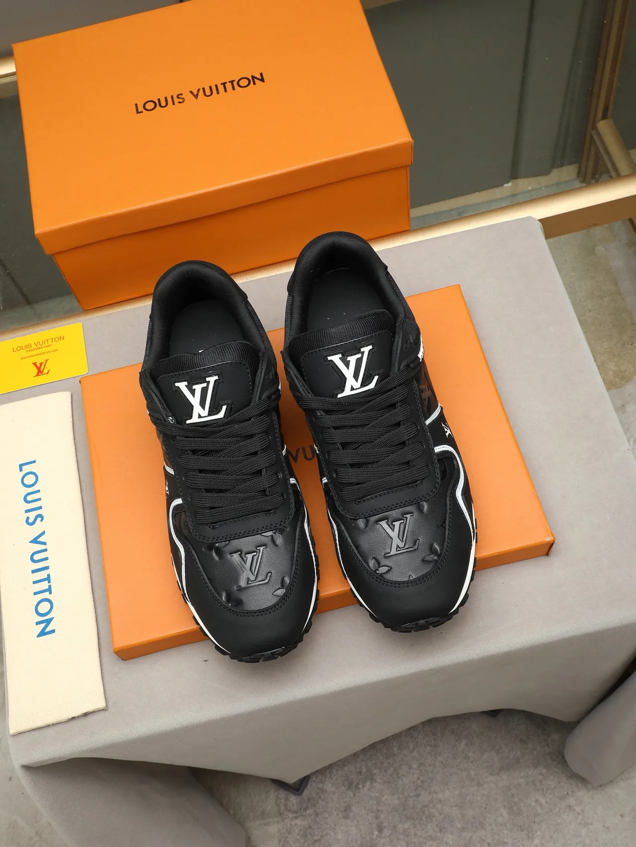 Louis Vuitton LV Trainer Black White Leather And Mesh Upper Contrast Midsole Lifestyle Sneakers