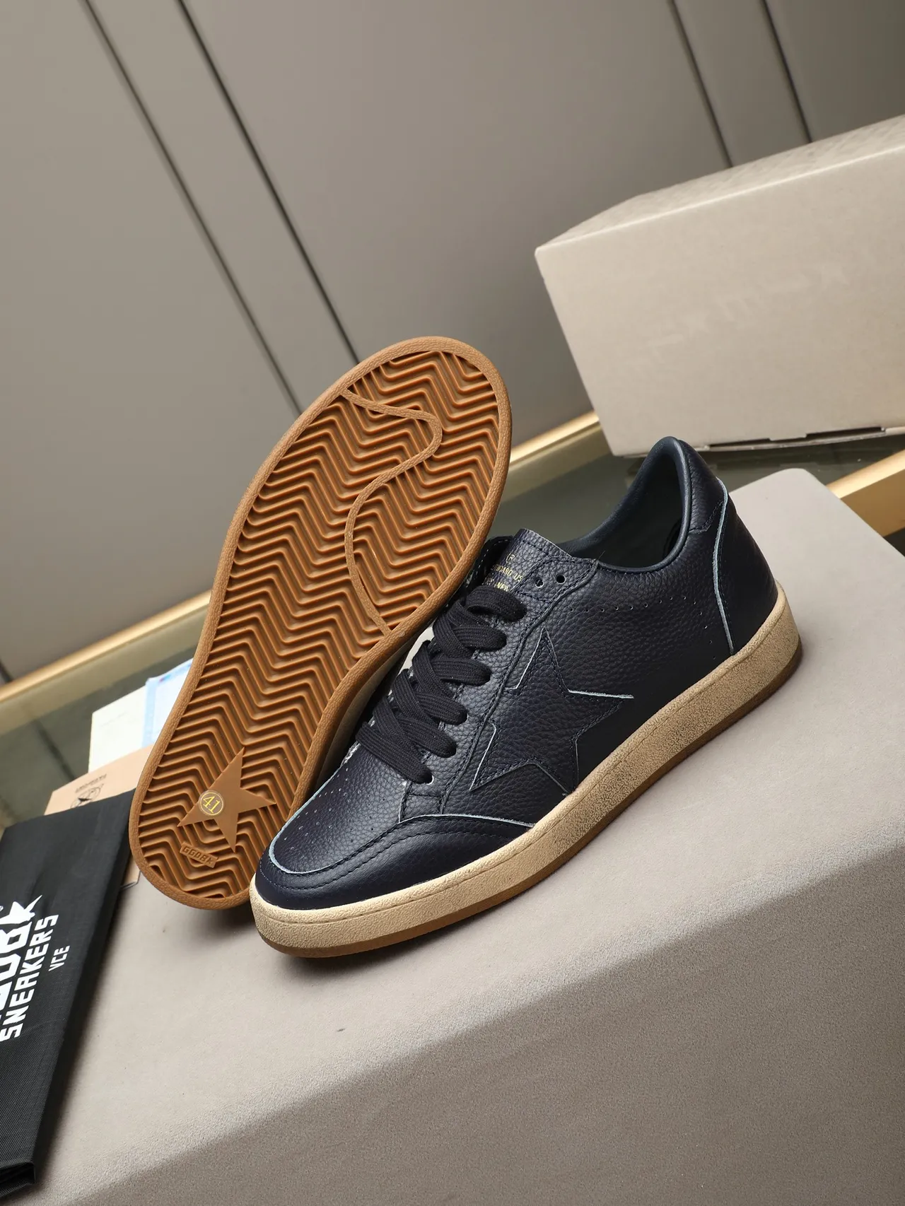 Golden Goose All Star Navy Peppled Leather Lifestyle Sneakers