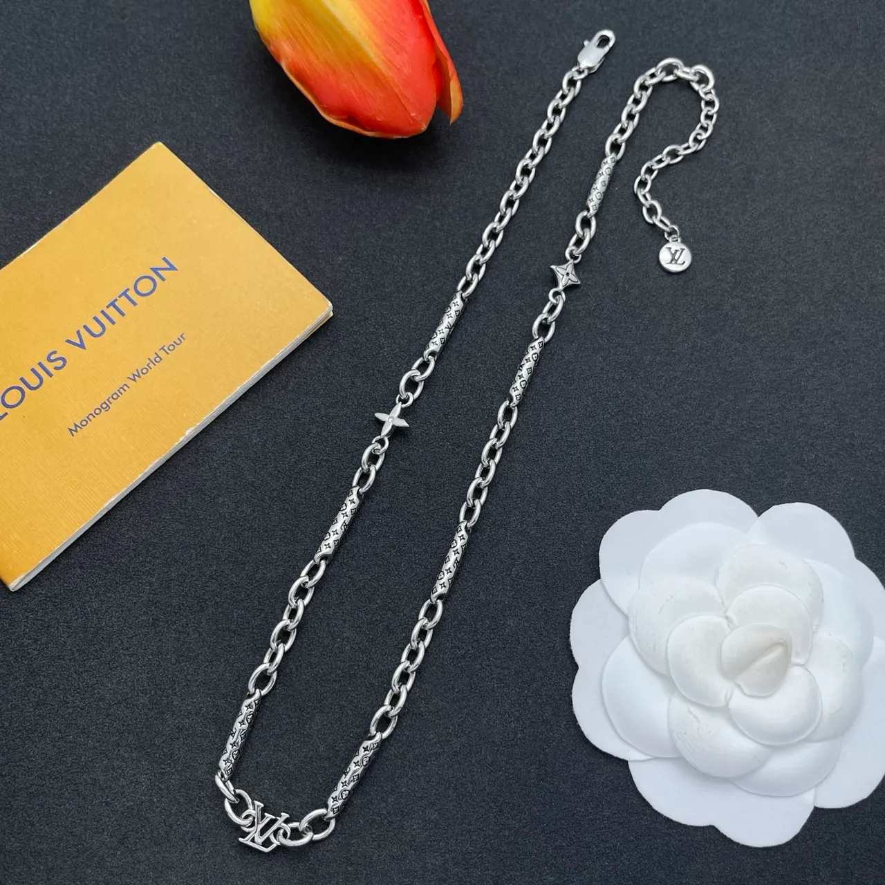 Louis Vuitton Monogram Chain Silver-Tone Link Necklace