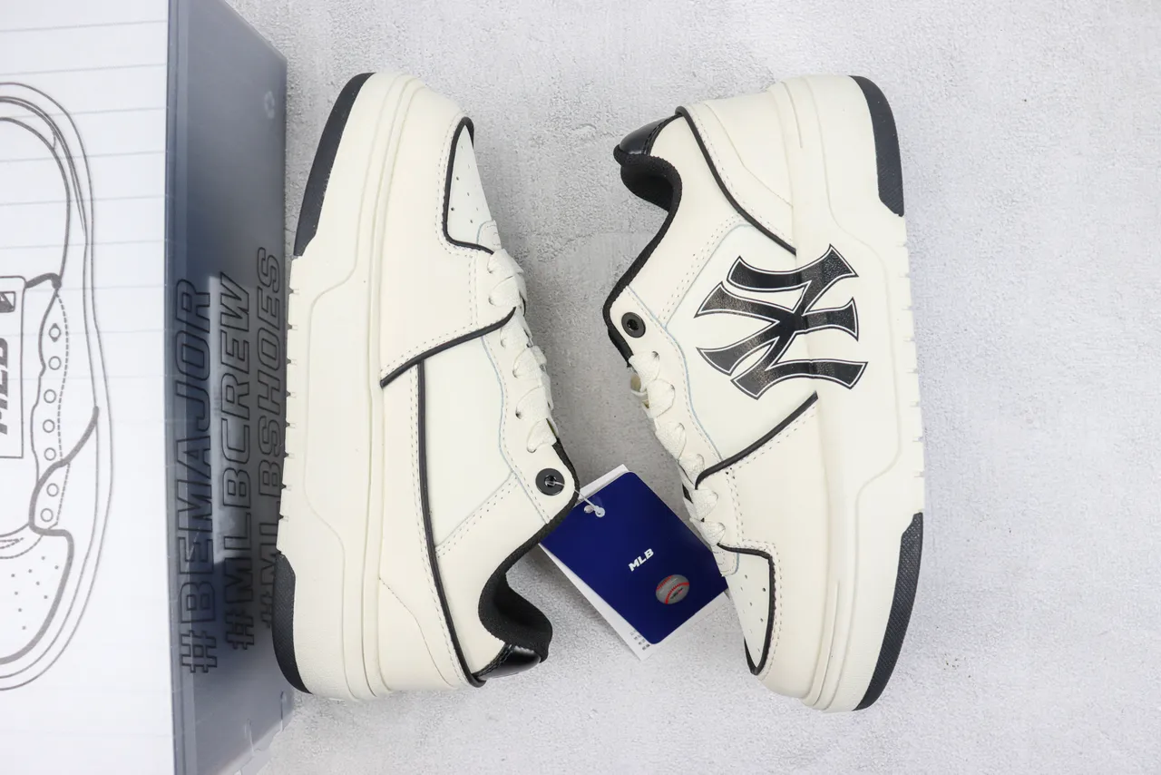 New Era Beige Black Platform Sole Interlocking NY Logo Lifestyle Sneakers