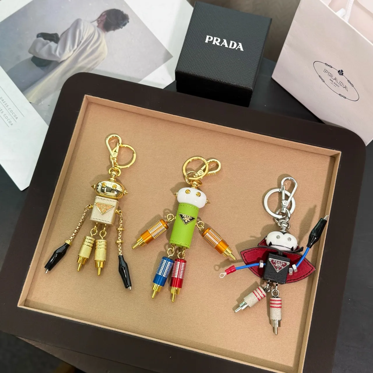 Prada Robot Multicolor Leather-and-Metal Construction Phone Case