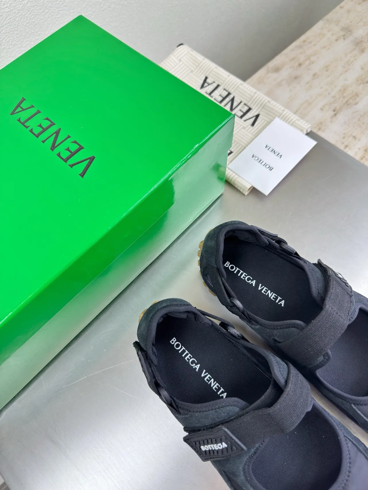 Bottega Veneta Andiamo Black Suede Mary Jane Shoes