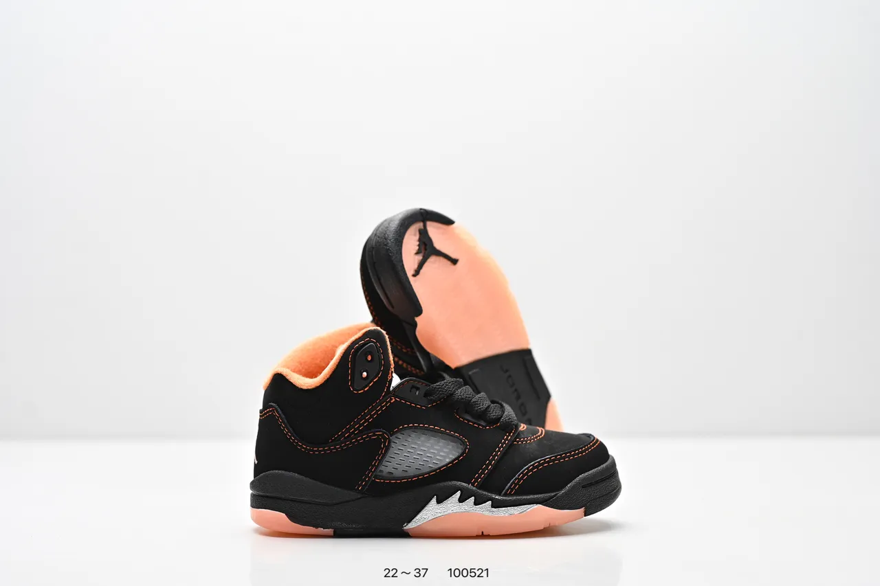 Air Jordan 5 Black Red '75' Kids Basketball Shoes