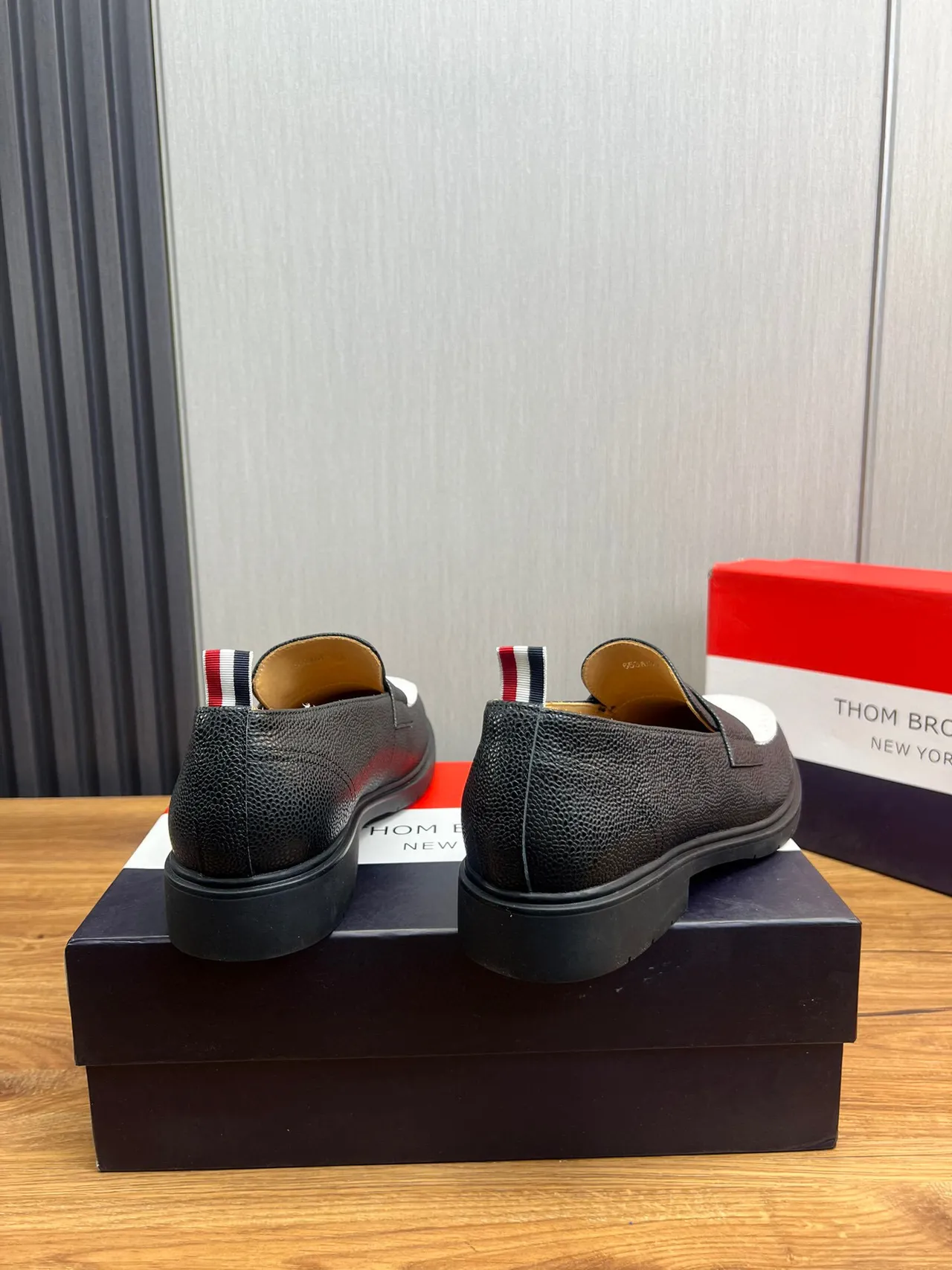 Thom Browne Two-Tone Pebbled Leather Penny Loafer