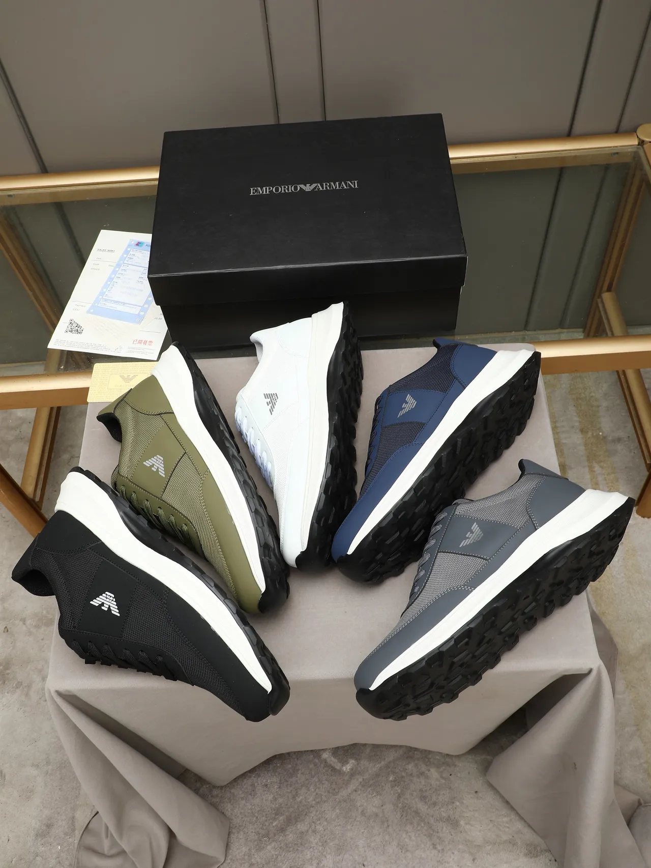 Emporio Armani Black and White Eagle Logo Lifestyle Sneakers