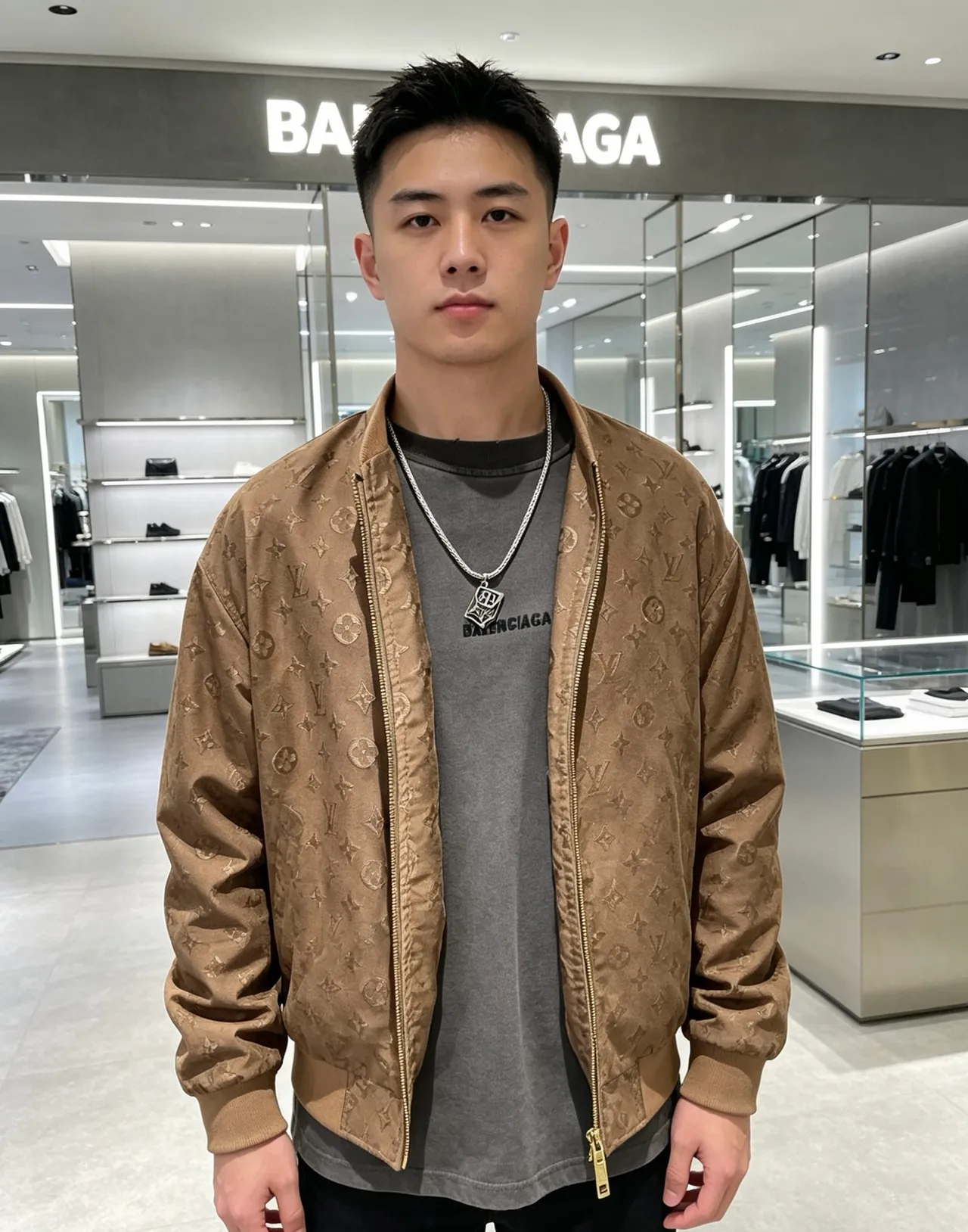 Balenciaga BB Chain Necklace Silver Metal Necklace