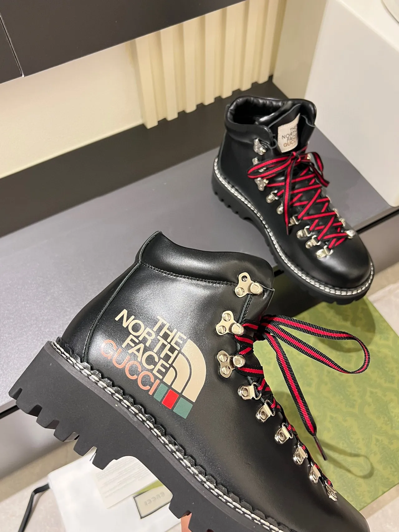 Gucci x The North Face Black Leather Hiking Boots