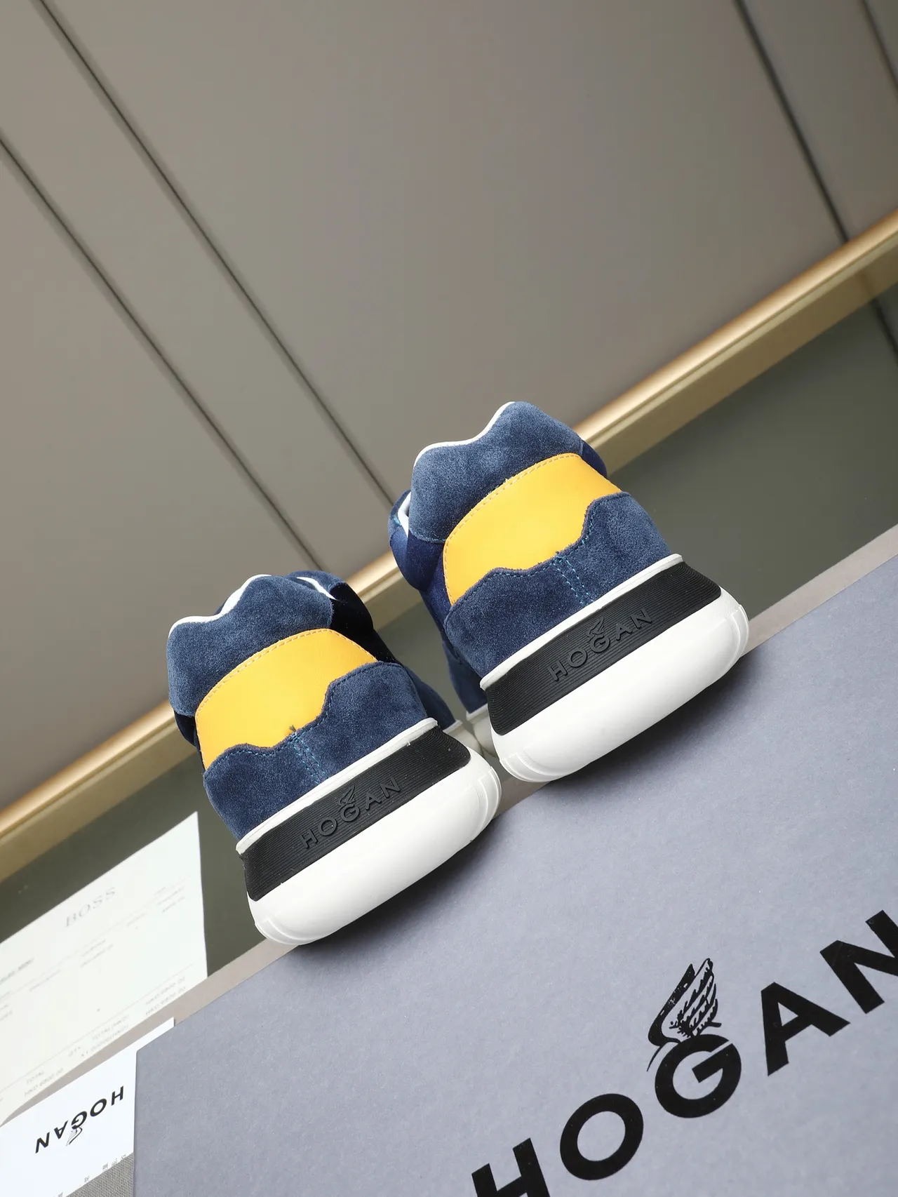 Hogan H-Series Navy and Yellow Suede Lifestyle Sneaker