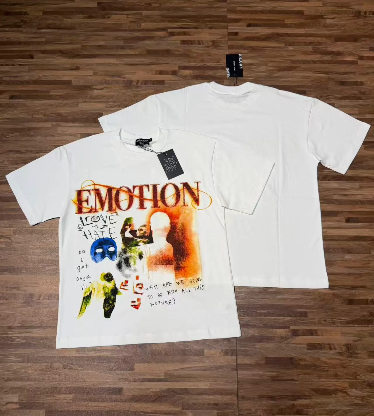 Mixed Emotion Emotion Graphic Print White T-Shirt
