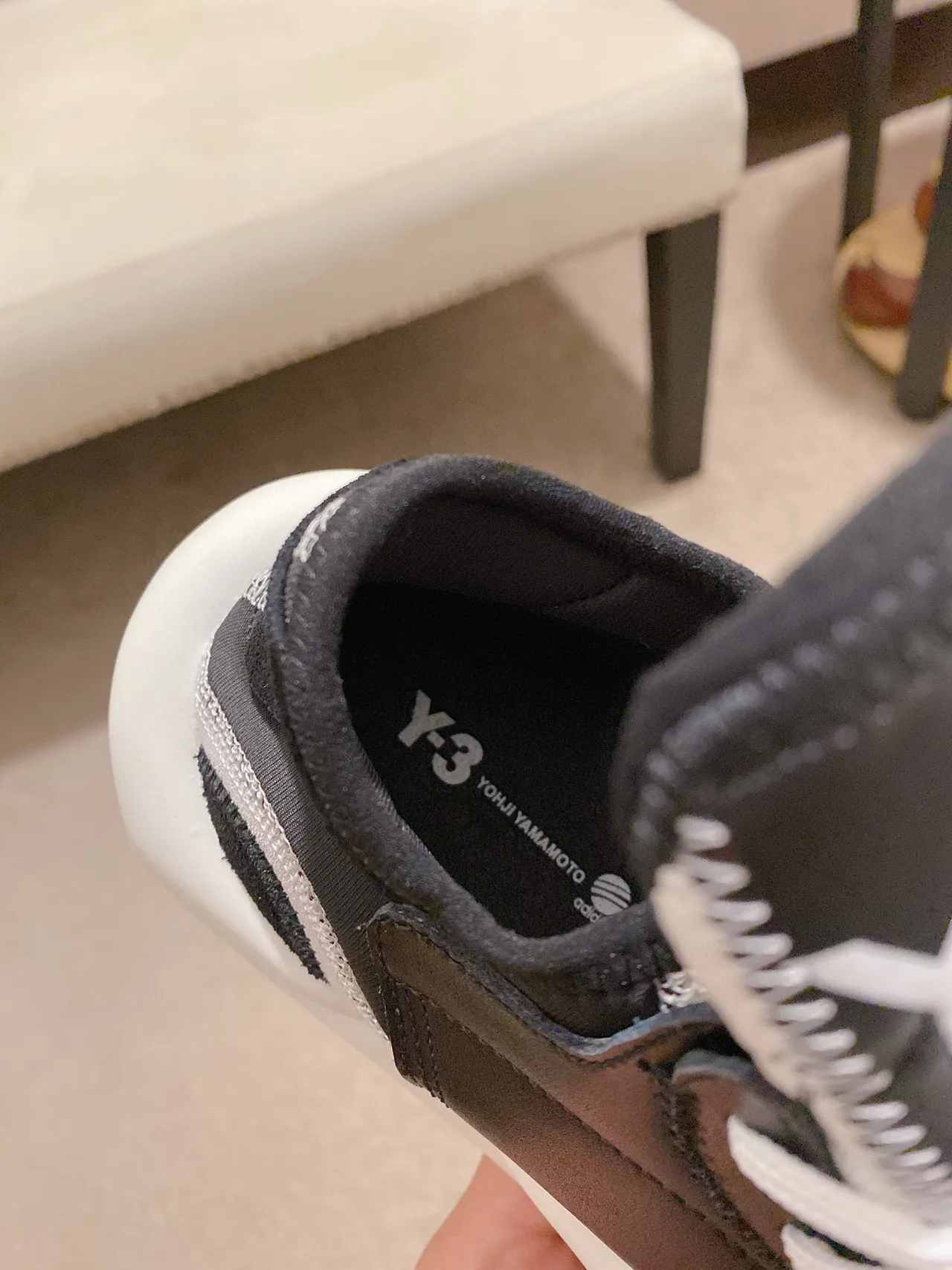 Y-3 Kaiwa Black and White Lifestyle Sneakers