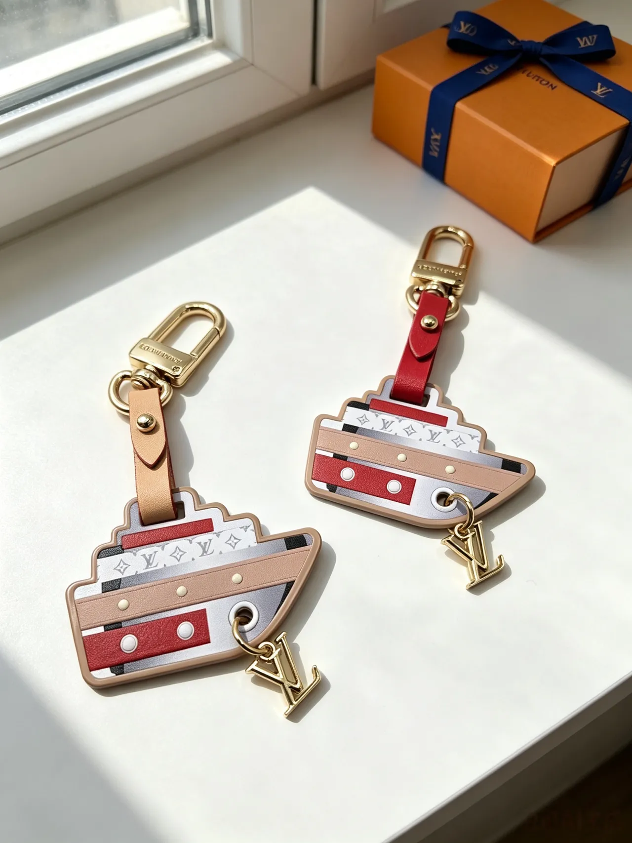 Louis Vuitton Beige Red Ship-Shaped Multi-Panel Phone Case