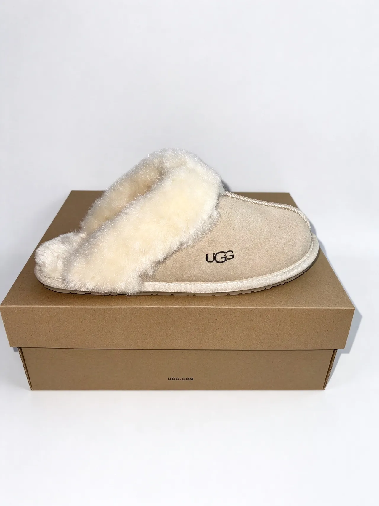 UGG Tasman Beige Shearling-Lined Slipper