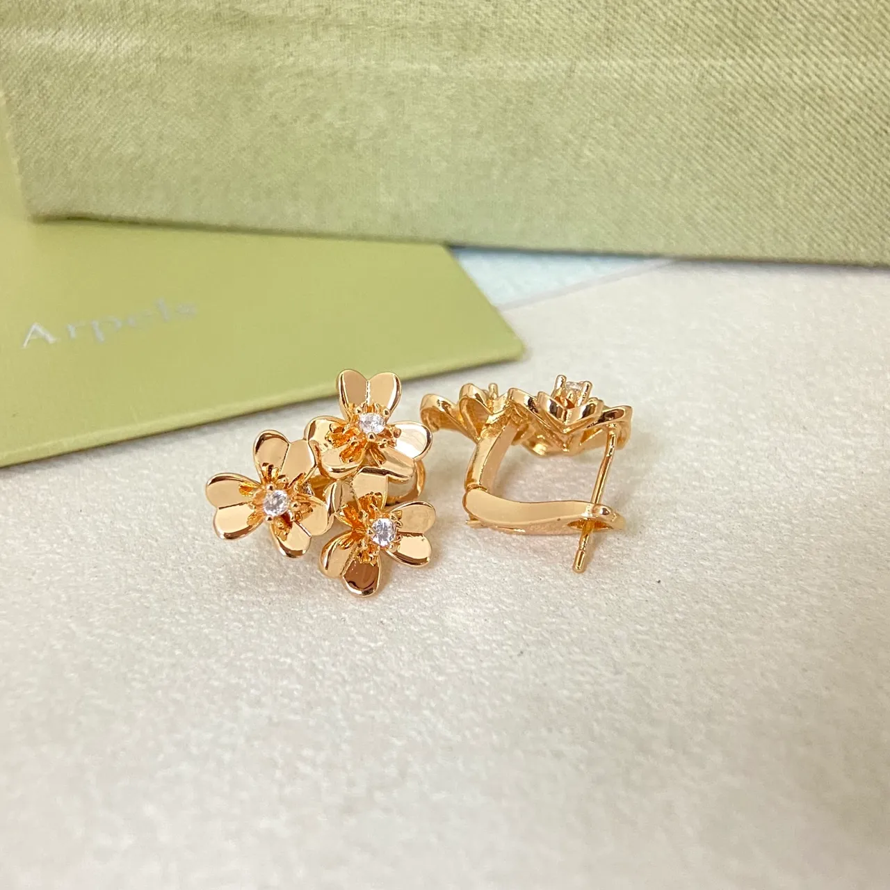 Van Cleef & Arpels Gold Silver Floral Cluster Five-Petal Blossoms Earrings