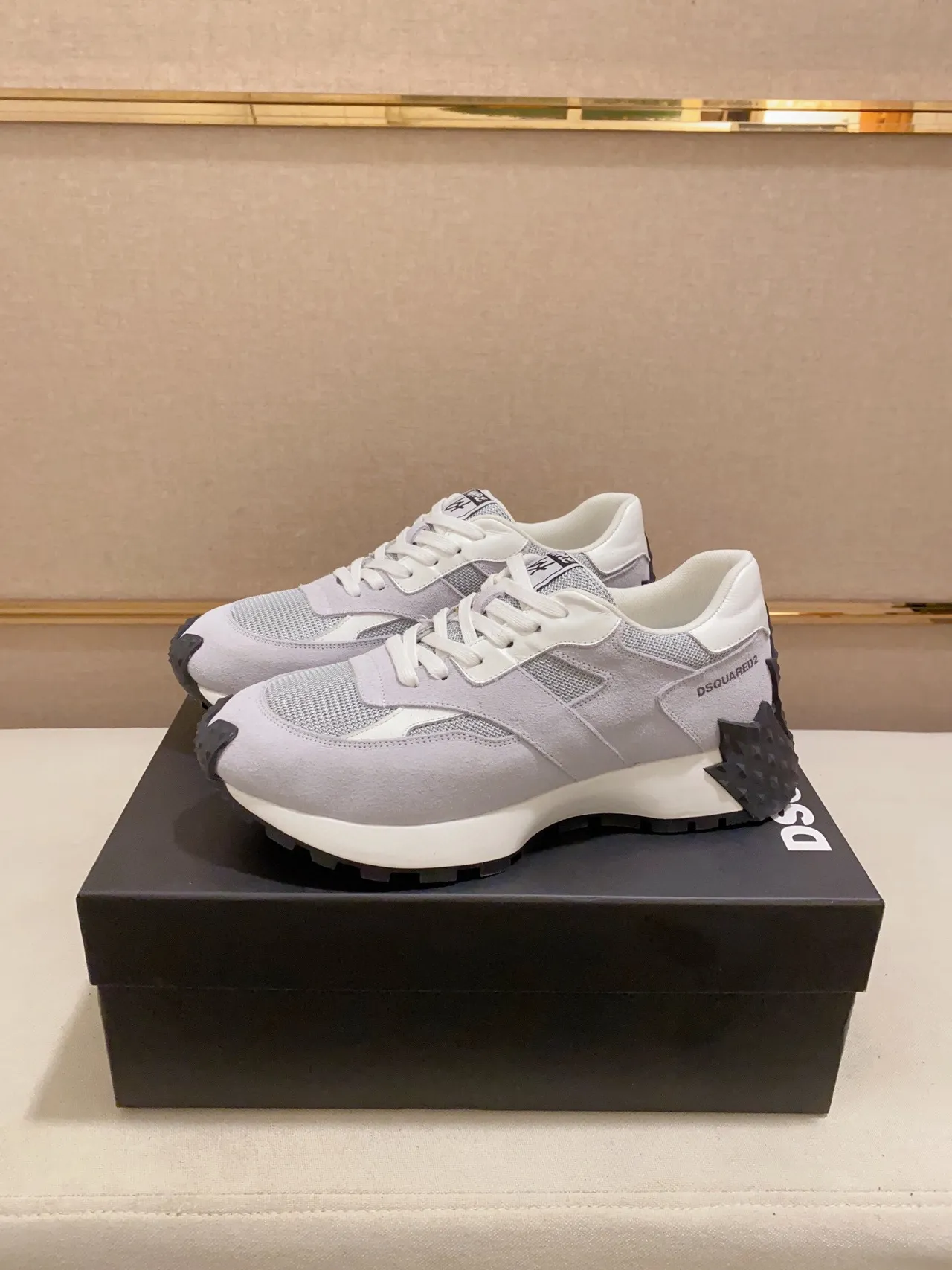 Dsquared2 ICON Light Gray and White Chunky Sneakers