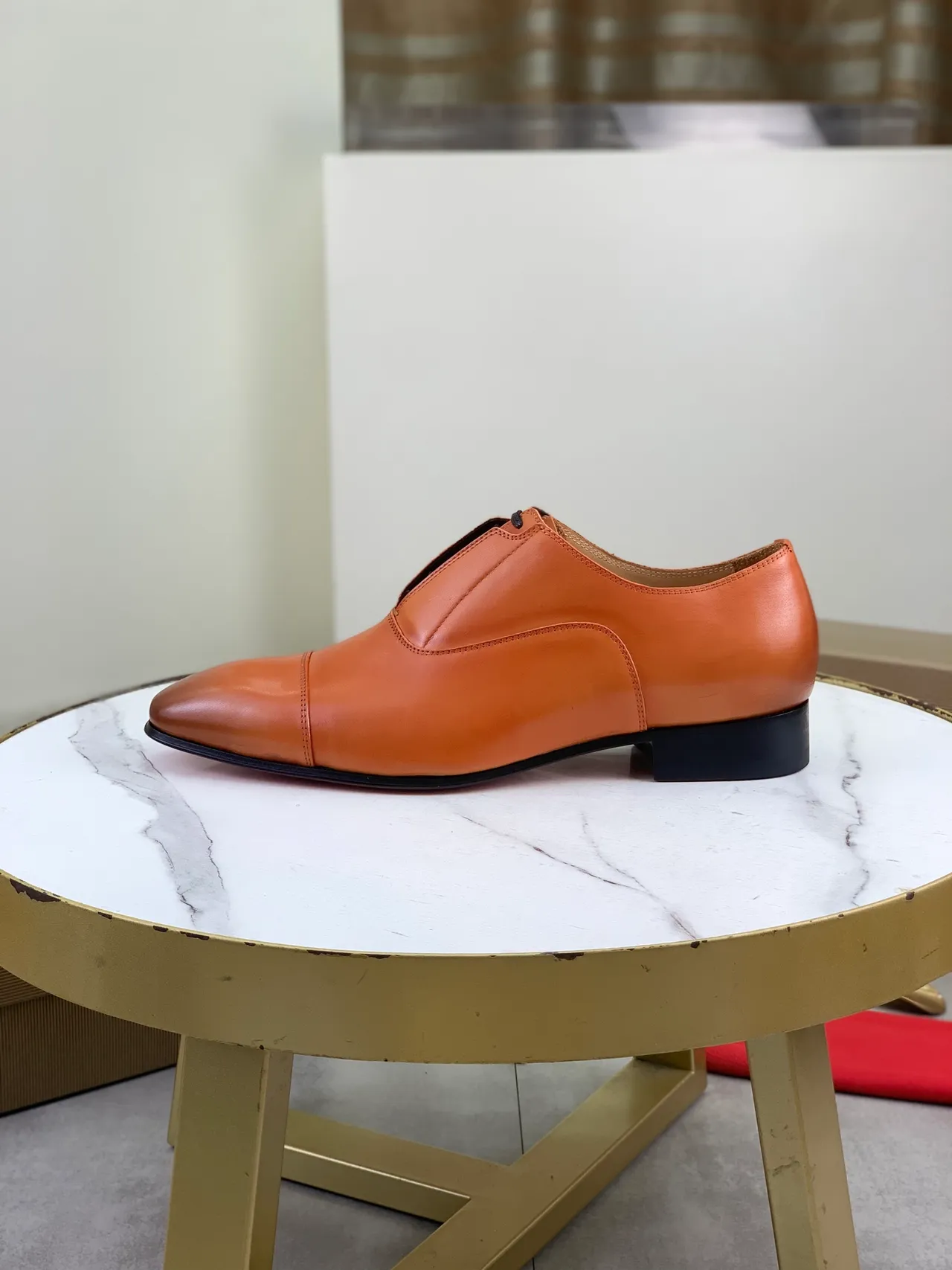 Christian Louboutin Orange Black Cap-Toe Lace-Up Oxford Shoes